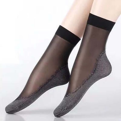 10 Pairs Sheer Socks Solid Color Sweat Absorption Anti-snagging See Through Sock